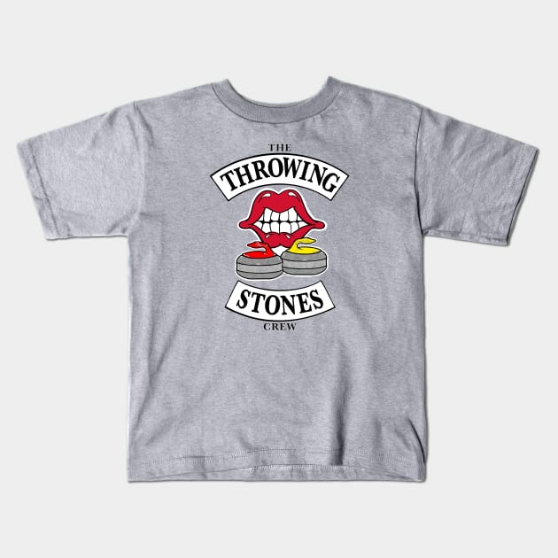 Curling Fan The THROWING STONES Crew Funny Winter Sports Kids T-Shirt by ScottyGaaDo